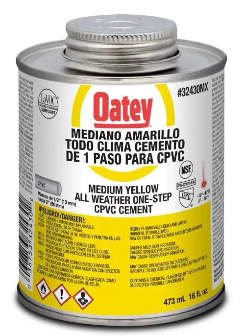 Cemento Oatey CPVC CTS Amarillo